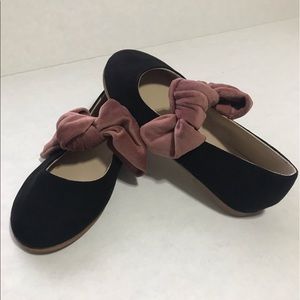Zara Girls Black & Mauve Suede/Velvet Ballet Flats